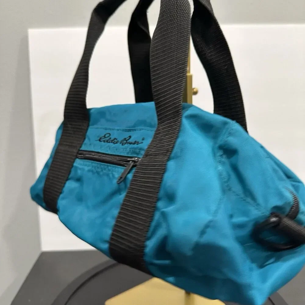 Vintage Eddie Bauer Duffle Bag Small Teal Green Weekender Carry On Nylon 90s Y2K